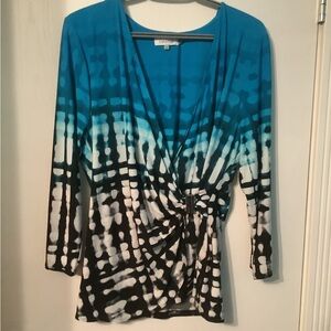Blouse, blue/black/white size large